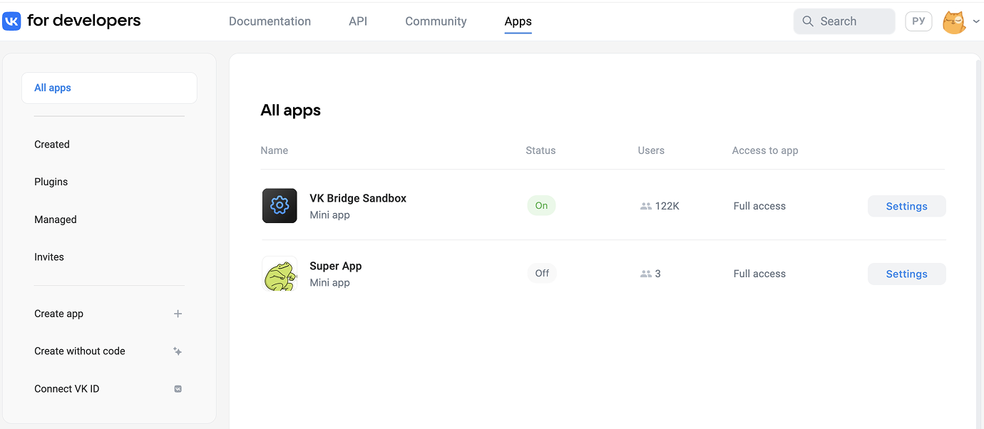 List of mini apps and games