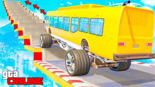 GTA 5 - КАК ДАЛЕКО АВТОБУС БИГФУТ СМОЖЕТ ЗАБРАТЬСЯ ПО ЛЕСТНИЦЕ ? - ЭКСПЕРИМЕНТЫ ГТА 5 ОНЛАЙН
